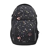 coocazoo Schulrucksack Porter, Sprinkled Candy, schwarz-rosa, ergonomischer & anpassbarer Tornister, höhen- & größenverstellbar, mit Brustgurt & Hüftgurt, leicht, ab der 3. Klasse