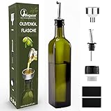 Bugucat Ölflasche 500ML, Essigflasche aus Glas mit Spender,Öl Flaschen mit Ausgießer und Etikett,Olivenöl Spender mit Anti-Schmutz Verschluss Auslaufsicher und Tropffrei,zum Kochen, Grillen, Salat