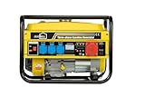 Stromgenerator mit Benzin | Stromerzeuger 3000W BS3500 & YFG3500 | Notstromaggregat mit AVR & Überlastschutz | 4-Takt 6,5–7 PS | Seilzugstarter | 1x 380V / 3x 230V / 1x 12V Steckdosen (Gelb, YFG3500)