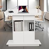 Rednerpult-Podiumständer aus Holz, 3-stöckig, Aufbewahrung, Podien für Kirchenkanzeln, Holz, Stehrednerpulte für Klassenzimmer, Sprachkonferenzen, mit zwei Schubladen, Weiß, 80 x 50,8 cm