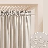 ROOM99 Outdoorvorhäng mit Kräuselband Garden Line 155 x 200 cm Breite x Höhe Outdoor Vorhang wetterfest Wasserdicht Sichtschutz Sonnenschutz Gardinen Garten Winddicht Hellbeige, 1 Stück