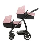 Joie Junior Evalite Twin Kinderwagen | Doppelter Kinderwagen in Pink & Schwarz | Doppel-Puppenwagen mit Höhenverstellbarem Griff und Mehreren Sitzoptionen | Geeignet ab 3 Jahren