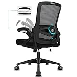Milacyee Bürostuhl Ergonomischer, Schreibtischstuhl mit Klappbaren Armlehnen, Höhenverstellbarer Bürostuhl mit Verstellbarer Lendenwirbelstütze und leisen Rollen, Chefsessel Belastbarkeit 120kg
