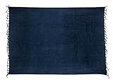 Kascha Sarong Pareo Wickelrock Strandtuch Tuch Wickeltuch Handtuch - Blickdicht - ca. 170cm x 110cm - Dunkel Blau Einfarbig Handgefertigt inkl. Kokos Schnalle in Fischform