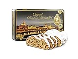 1000 g handgemachter 'Original Dresdner Christstollen®' in Aluminium-Geschenkdose Motiv 'Canaletto bei Nacht'