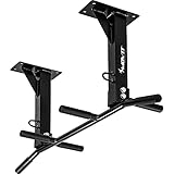 MOVIT® Profi Klimmzugstange zur Deckenmontage, bis 350 kg, 6x rutschfeste Griffe, 2x Ösen für Zubehör, schadstoffgeprüft, Schwarz, Türreck Reckstange Pull up bar