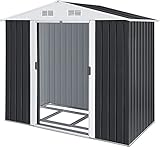 KESSER® - XL Metall Gerätehaus 4,2m³ mit Fundament | 182x118x186 cm| 2X Schiebetür & Fundament | Geräteschuppen | Gartenhaus Schrank | Satteldachdach Garten Schuppen Anthrazit