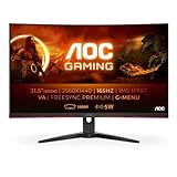 AOC Gaming CQ32G2SE - 32 Zoll QHD Curved Monitor, 165 Hertz, 1ms, FreeSync Premium (2560x1440, HDMI, DisplayPort) schwarz/rot
