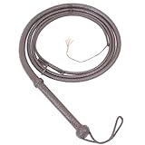 LB's Whip Indiana Jones Style 2,4 m 8 geflochtene dunkelbraune Leder Reitpeitsche Bullpeitsche aus echtem Rindsleder
