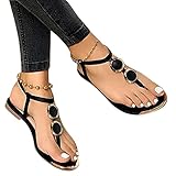 Dasongff Damen Sandalen Flip Flops Flache Zehentrenner Sandals Flip Toe-Thong Sommerschuhe Frauen Schaftsandalen Elegant Römersandalen Riemchensandale Sommer Gladiator Strandschuhe