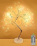 Kinamy Baum Lampe, Lichterbaum 108 LED, 8 Modi LED Lampe Baum, LED Lichterkette mit Fernbedienung, Timer, Perfekt für Festliche Partydekoration, Geschenk - Silberne Zweige