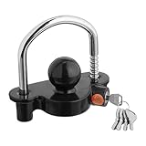 Relaxdays Anhängerschloss für Kupplungen, 5 Schlüssel, Diebstahlschutz Pkw- & Pferdeanhänger, Wohnwagen, schwarz/Silber