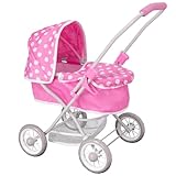 Dolly Tots Cutie Puppenwagen | Kinderwagen Spielzeug mit Entfernbarer Schürze & Anpassbarem Verdeck | Leicht und Zusammenklappbar mit Puppen Wickeltasche | Korb Unter Wagen | Puppenwagen ab 3 Jahre