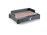 SEVERIN Tischgrill mit Edelstahl-Grillrost für drinnen und draußen, Elektrogrill mit schnellem Grill-Start, Balkon Grill ohne Verbrennungsgefahr, Schwarz, PG 8565