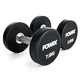 POWRX Professionell Rundhantel 2er Set | Gummi Kurzhantel Beschichtung GERUCHSNEUTRAL 5-30kg | Verchromt und gerändelt | Studioqualität (7.5)