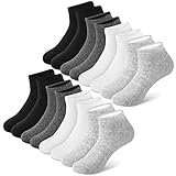 Amazon Brand - HIKARO Sneaker Socken Herren Damen, 8 Paar Kurze Socken Baumwolle Sportsocken Laufsocken, Atmungsaktiv Socken für Arbeit, Wandern, Radfahren, Sport, Weiß Grau Schwarz, 37-42