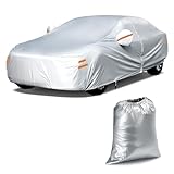 Tsumbay Autoabdeckung Wasserdicht, Vollgarage Auto Abdeckplane für Limousine(470-490 cm), Regen Schnee UV-Schutz Outdoor Staubdicht Kratzfest mit Reflektierenden Streifen