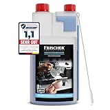 Frischer professional Milchsystemreiniger 1000 ml für Kaffeevollautomaten, Milchaufschäumer, entfernt Milchrückstände, Ablagerungen in Espressomaschinen aller Hersteller (1000 ml + Bürste)