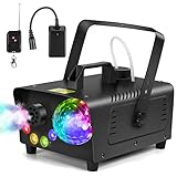 Katomi 800W Nebelmaschine mit Musikgesteuert Discokugel, 4 LED RGB Effekt Licht Smoke Machine,Mini Fog Rauchmaschine mit Funkfernbedienungen für DJ Disco Party,Halloween,Hochzeiten Weihnachten, C2