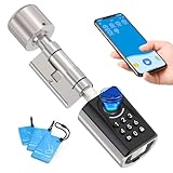 WELOCK ToucA51 Fingerabdruck Passwort Türschloss, Elektronisches Fingerabdruck Pin Code Schloss mit App, Passwort, RFID-Karte und WIFI(WIFIBOX Erforderlich), Geeignet für Türen von 30-70 mm
