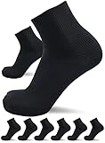 sogzz Diabetikersocken Herren Damen | 6 Paar | ohne Gummibund, ohne Naht, Kurzsocken, kurze Diabetiker Socken, Quarter Socken kurz, 80% Baumwolle, Modell: Diabetic Quarter, 47-50 Schwarz