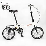olotos Faltbike nur 9,7kg NOAHK Faltbar-Fahrräder, Alu-Rahmen, Klapprad 16 Zoll mit Quick-Fold-System,Single Speed klapp Fahrrad, weiss