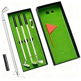 Mini-Schreibtisch-Golfstift-Geschenk-Set – lustige Golfgeschenke für Männer, Ehemann, Vater, W/Golfschlägerstifte, Bälle, Putting Green – Wichteln/Weihnachten/Geburtstagsgeschenke, Golfzubehör für