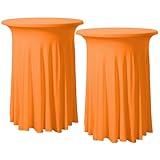 FANSU Cocktail Tischdecke,2er Set Tischdecke mit Rock Spandex Tischrock Stehtischhussen Stretch Stehtisch Husse für Bistrotisch, Cocktail Party Tischdecke für Bar Hochzeit (Orange,60x110cm)