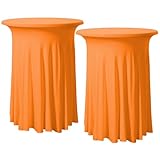 FANSU Cocktail Tischdecke,2er Set Tischdecke mit Rock Spandex Tischrock Stehtischhussen Stretch Stehtisch Husse für Bistrotisch, Cocktail Party Tischdecke für Bar Hochzeit (Orange,60x110cm)