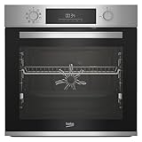 Beko BBIM12300XMPEF Einbau-Backofen, Multifunktionsofen, 72 l Volumen, 10 Funktionen, FlexiCrisp für kontrolliertes Nachbräunen, Pyrolyse, versenkbare Knebel, Cool Door, Edelstahl/Schwarz