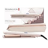Remington Glätteisen PROluxe (OPTIheat-Technologie für lang anhaltende Styling-Ergebnisse in nur einem Zug & Ultimate-Glide-Keramikbeschichtung) LCD-Display, 150-230°C, Haarglätter S9100