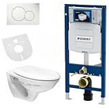 Belvit Hänge WC Set Weiß spülrandlos mit Softclose Sitz, Geberit UP100, Schallschutz und Betätigungsplatte