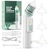 VIBINHO Elektrischer Nasensauger Baby Staubsauger mit 5 Saugstufen, Nasensauger Baby Elektrisch mit Display, Usb-Aufladbar mit 3 Silikondüsen und Pinzette, Musikfunktion und Farblichtern, Grün