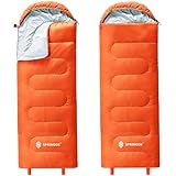 SPRINGOS Schlafsack mit Kapuze Camping-Schlafsack Deckenschlafsack Trekking und Fahrradtouren Warm Leicht Geräumig 73 x 205 cm inkl. Packbeutel (orange, 205 x 73 cm)
