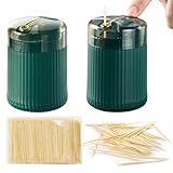 Ulawellor 2 Stück Zahnstocherspender Creative Pop-up Automatic Zahnstocherspender,pop up automatic toothpick dispenser für Tabelle,Hotel,Küche Ausgestattet mit Zahnstöchern (Dunkelgrün)