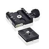 UTEBIT 50mm Schnellwechselplatte Klemme kompatibel mit Arca Swiss, Universal Stativ Kamera Schnellwechselplatte mit Wechselplatte 1/4' 3/8' Schraube Adapter Wasserwaage Schnellkupplungsplatte