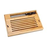 ROMINOX Geschenkartikel Brotschneide-Set // Krümel – 2-teiliges Set aus Brotmesser und Bambusbrett mit praktischem Krümelfach zum Herausnehmen; Maße: ca. 38 x 25 x 3.5 cm