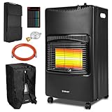 BRAST Gasheizer Keramik Vulkan 4200W | 3 Heizstufen | inkl. Schutzhülle Druckminderer mit Schlauch & Füllstandsanzeige | klappbar & mobil | für Gasflaschen bis 15kg | Gasheizung Heizstrahler Heizgerät