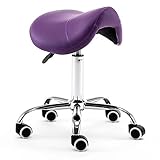 Hydraulischer Sattelhocker, moderner drehbarer Salonstuhl mit Rollen, ergonomischer Spa-Sitz für Komfort und gesunde Rückenstütze, idealer Schönheits-Balance-Stuhl, Violett