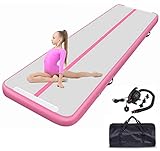 DOBESTS Air Tumbling Matte Aufblasbar 10/20cm Höhe, Gymnastikmatte Größe 2m/3m/4m/5m/6m Turnmatte Trainingsmatte mit elektrischer Luftpumpe Fitnessmatte (Pink, 3m)