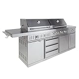 Mayer Barbecue ZUNDA Holzkohle- & Gasgrill MGH-432 Extreme Kombigrill Grillstation, 2 in 1 System, Komplett aus Edelstahl, 215 x 124 x 60 cm (B x H x T), ca. 190 kg