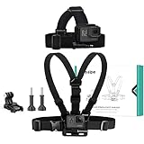 Wealpe Kopfgurt Kopfband Brustgurt Halterung Brusthalterung Chest Mount Kompatibel mit GoPro Hero 11, 10, 9, 8, 7, Max, Fusion, Hero (2018), 6, 5, 4, Session, 3+, 3, 2, 1, DJI Osmo, Xiaomi Yi Kameras