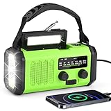 10000mAh Solar Radio, Tragbar Kurbelradio AM/FM Notfallradio mit 10000mAh Wiederaufladbar Powerbank, 3 Modi LED Taschenlampe, LED Leselampe, SOS Alarm, Handkurbel Dynamo und USB-Anschluss für Ourdoor