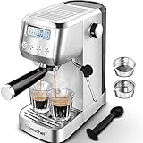 AMZCHEF Siebträgermaschine 20 Bar | Espressomaschine mit Milchaufschäumer | Siebträgermaschine mit 2-IN-1 Siebträger für Einzel- und Doppeltassen | Espresso Maschine mit Abnehmbarem Wassertank 1,3 L