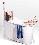 Schwänlein® Mobile Badewanne für Erwachsene XL Ideal für das kleines Badezimmer 123 * 53 * 63cm Stylisch und Stimmungsvoll (Weiß)