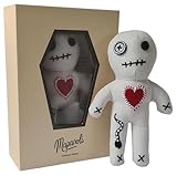 Voodoo Puppe mit Nadeln, Sarg Box und Anleitung (extra groß 16cm handgemacht) | Lustiges Geschenk für Freunde, Kollegen, Chef | Hochzeit oder Jobwechsel (Voodoo-Puppe Komplett Set)