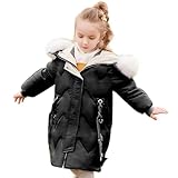 Tilozs Mädchen Winterjacke mit Fellkapuze Jacke Mantel Winddichte Outdoor Winterparka Atmungsaktiv Verdickt Warm Steppjacke, Rosa, 158(Herstellergröße: 160)