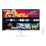 Samsung M7 Smart Monitor S32BM701UU, 32 Zoll, VA-Panel, Bildschirm mit Lautsprechern, 4K UHD-Auflösung, Bildwiederholrate 60 Hz, 3-seitig fast rahmenloses Design, TV Apps mit Fernbedienung