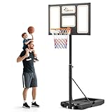 SAMAX Basketballkorb Basketballständer 100-305 cm Höhenverstellbar mit Rollen inkl. Netz - Korbanlage Standfuß Outdoor Indoor - für Garten, Sportplatz und Spielfeld - für Erwachsene & Kinder