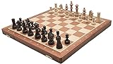 SZACHY-SZAFRANIEC - Schachspiel - Turnier Staunton No.4 Intarsien - Klappbar Schachbrett |38x38cm| aus Holz & 32 Schachfiguren Staunton 4 - Chess Board Set